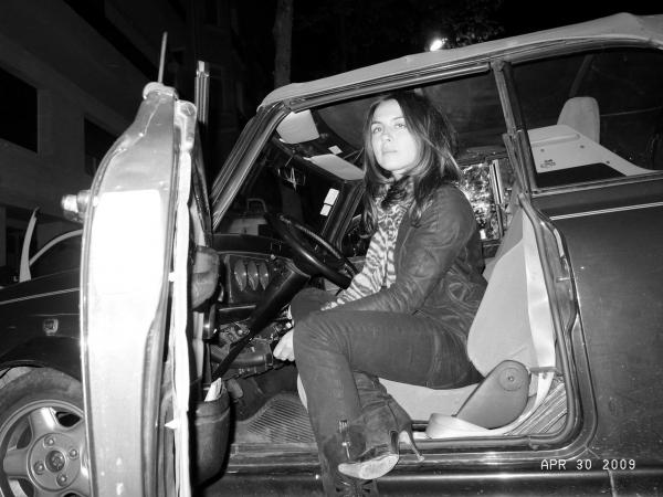 The French actress Charlotte de Broglie (in her vintage Mini Cooper) is back in Paris. Photo Olivier Zahm